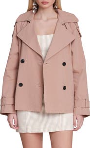 Avec Les Filles Double Breasted Short Trench Coat