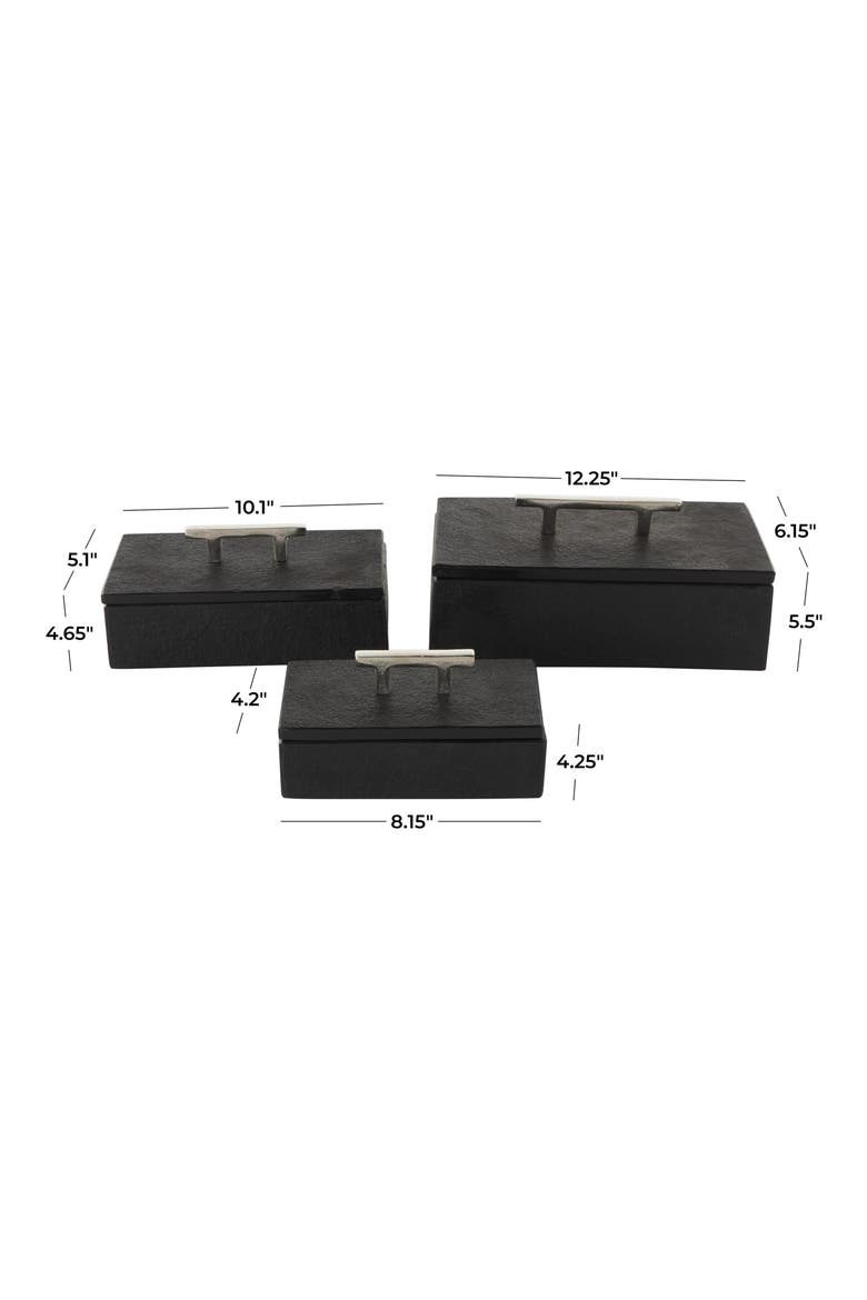 Contemporary Set of 3 Decorative Marble Boxes, Alternate, color, BLACK