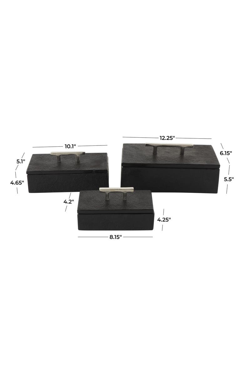 UMA Contemporary Set of 3 Decorative Marble Boxes, Alternate, color, Black