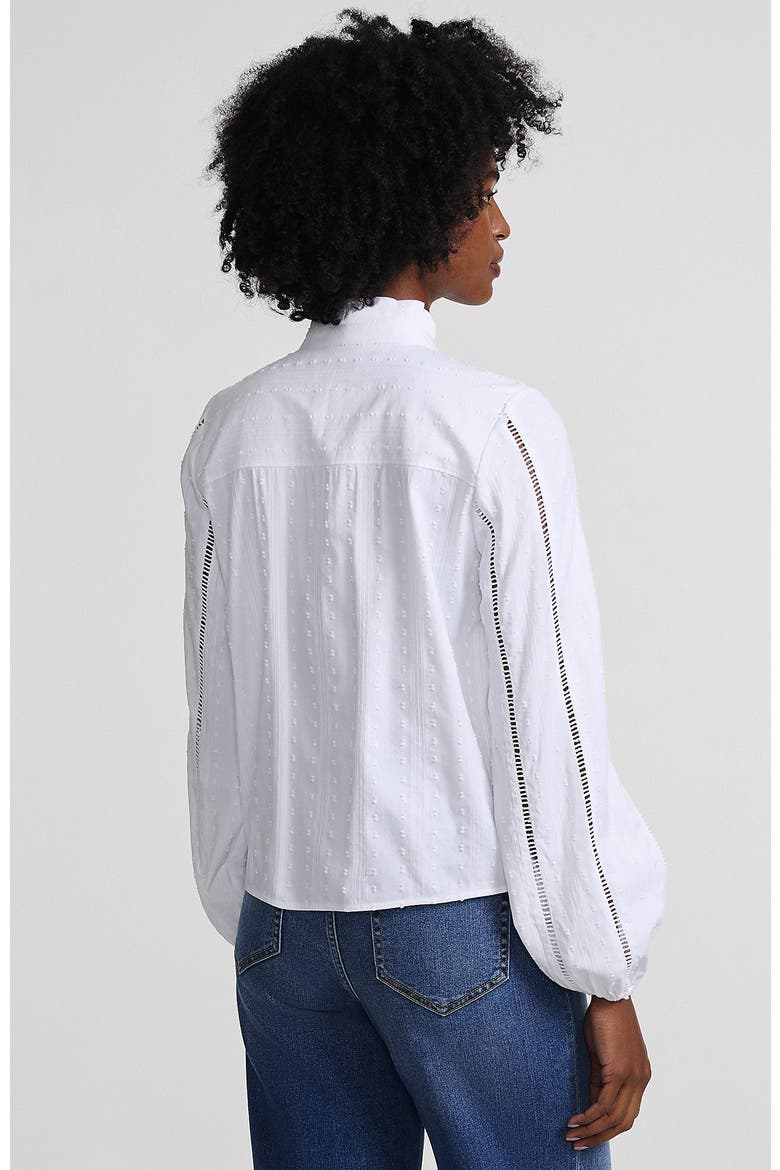 Ruffle Neck Button Front Shirt, Alternate, color, White