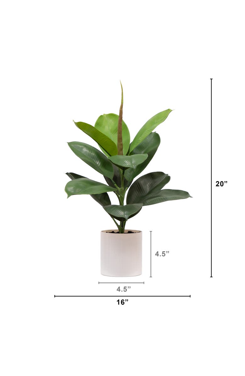 NEARLY NATURAL 20-in Artificial Fiddle Leaf Fig Plant, Alternate, color, Green