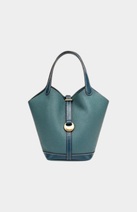 Monaco Genuine Pebble Leather Bucket Bag