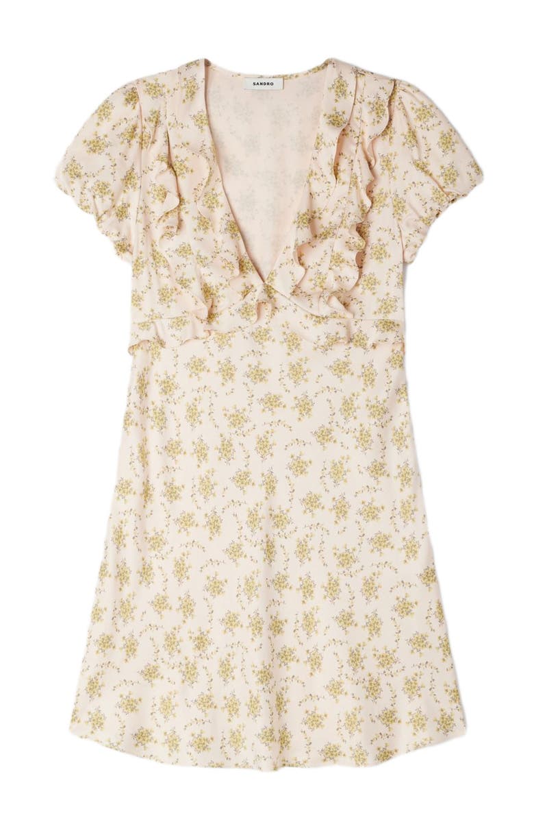 SANDRO Floral print short dress, Alternate, color, Light Pink