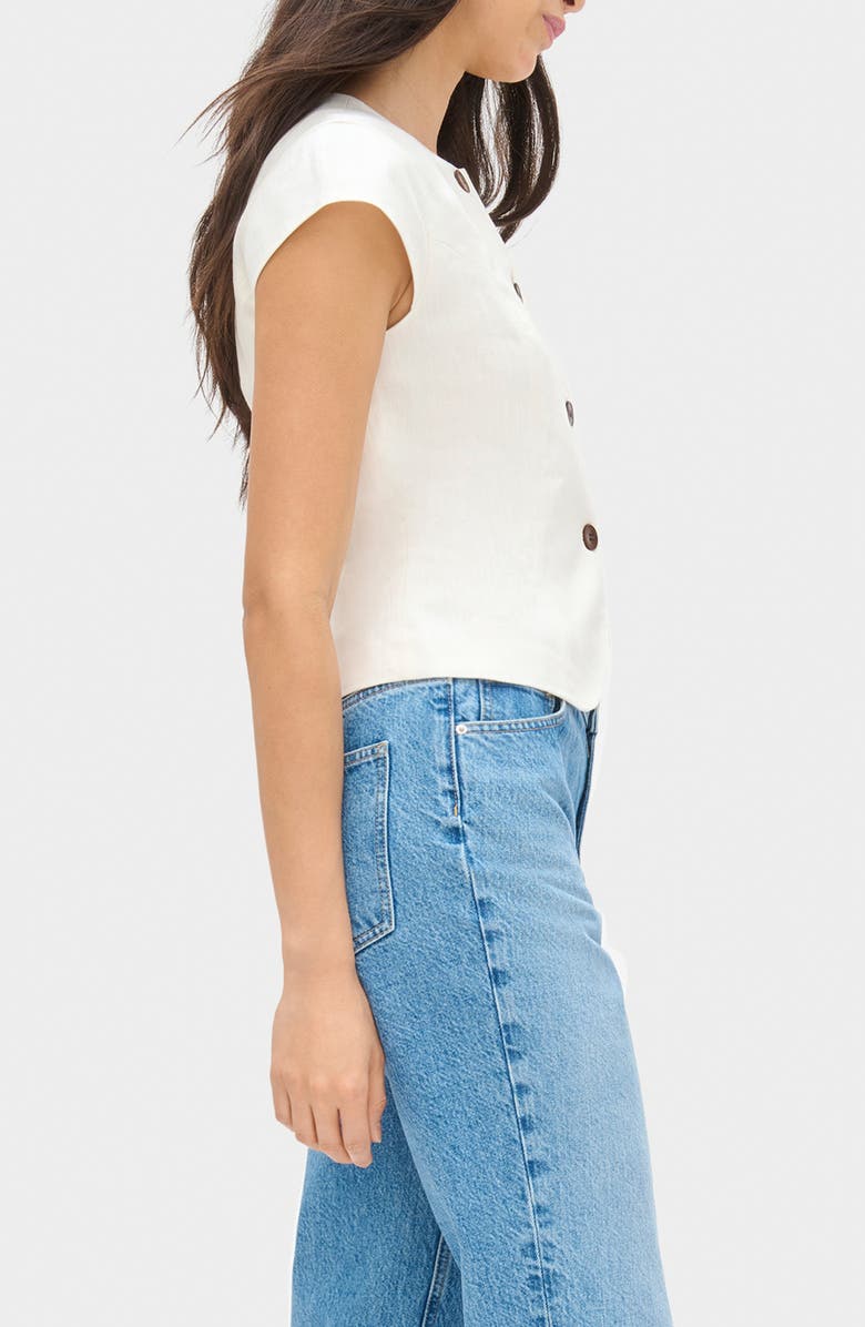 ALIGNE Connie Organic Cotton & Linen Blend Button-Up Top, Alternate, color, White