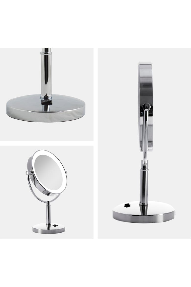 Laguna Lighted Makeup Mirror with 5X/1X Magnifications, Alternate, color, Chrome
