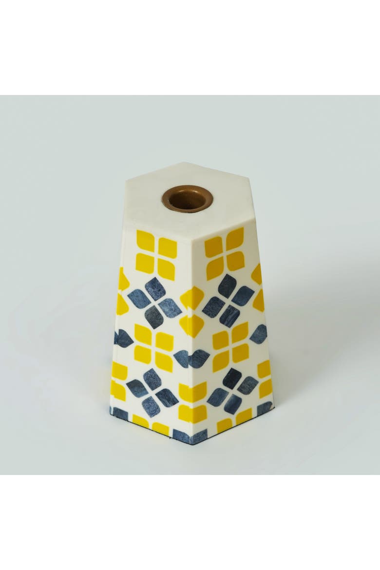Marigold Mosaic Inlay Candleholder, Alternate, color, Marigold