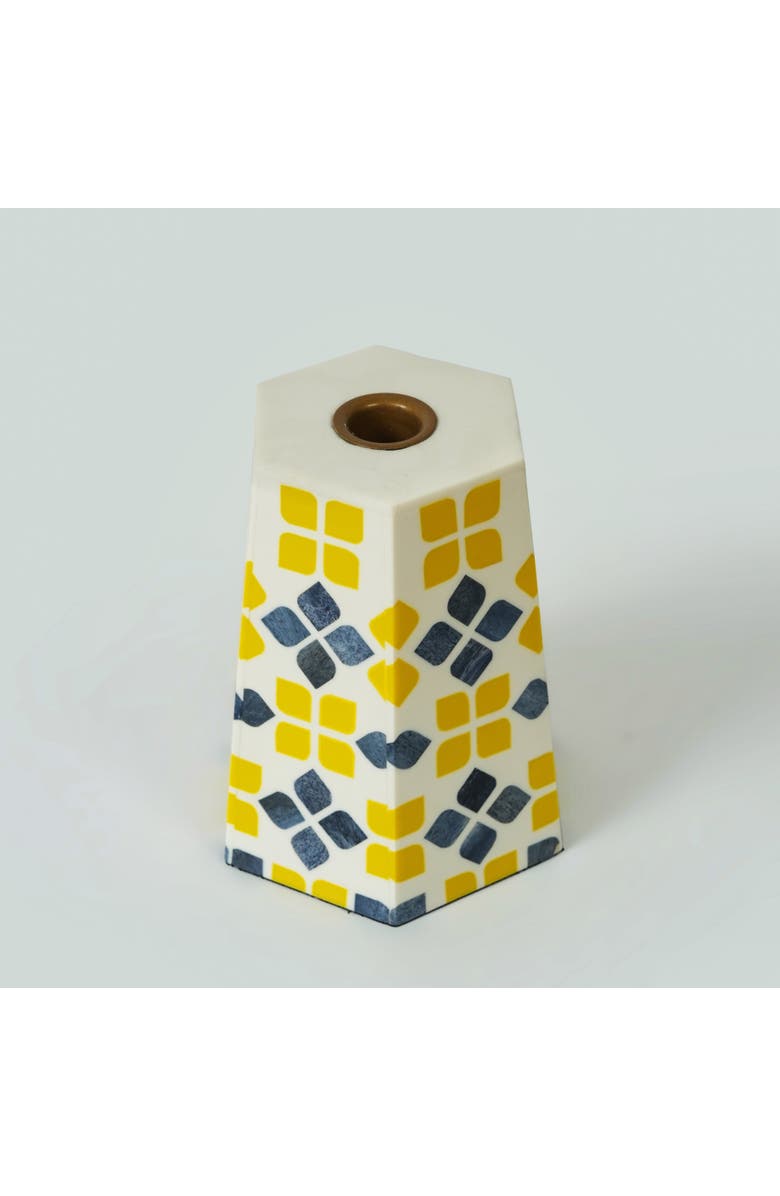 Mela Artisans Marigold Mosaic Inlay Candleholder, Alternate, color, Marigold