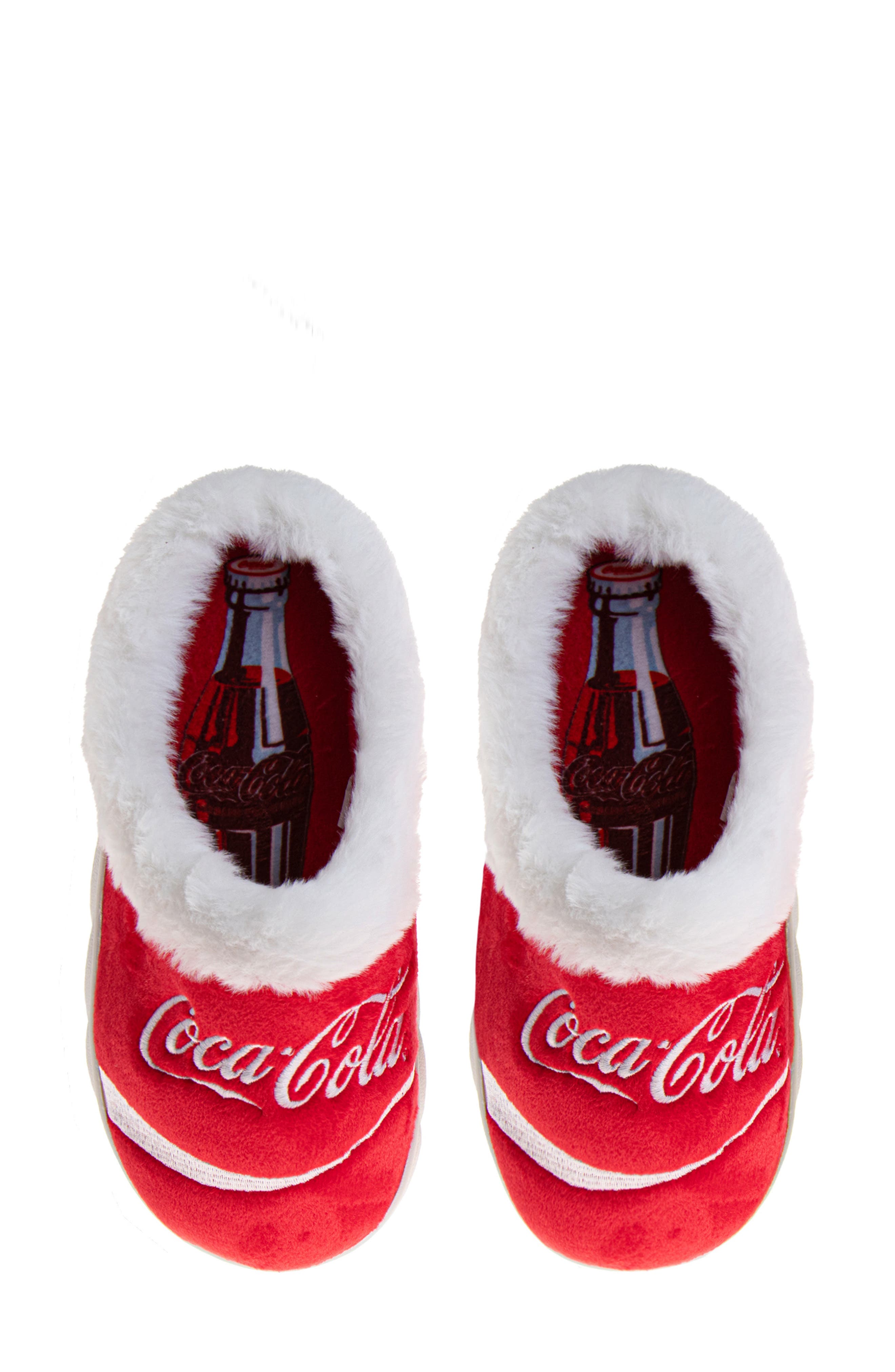 JOSMO Coca-Cola<sup>®</sup> Faux Fur Trim Slipper, Alternate, color, Red White