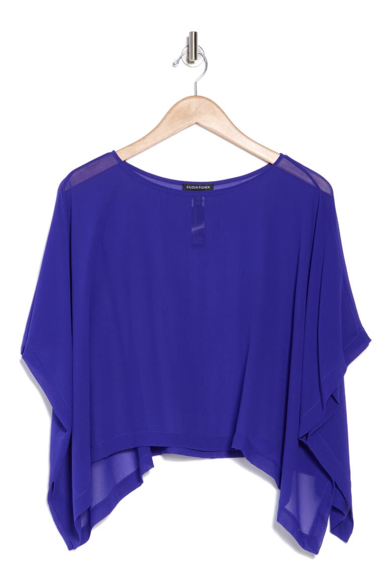 Bateau Neck Silk Crop Top, Main, color, BLUE VIOLET