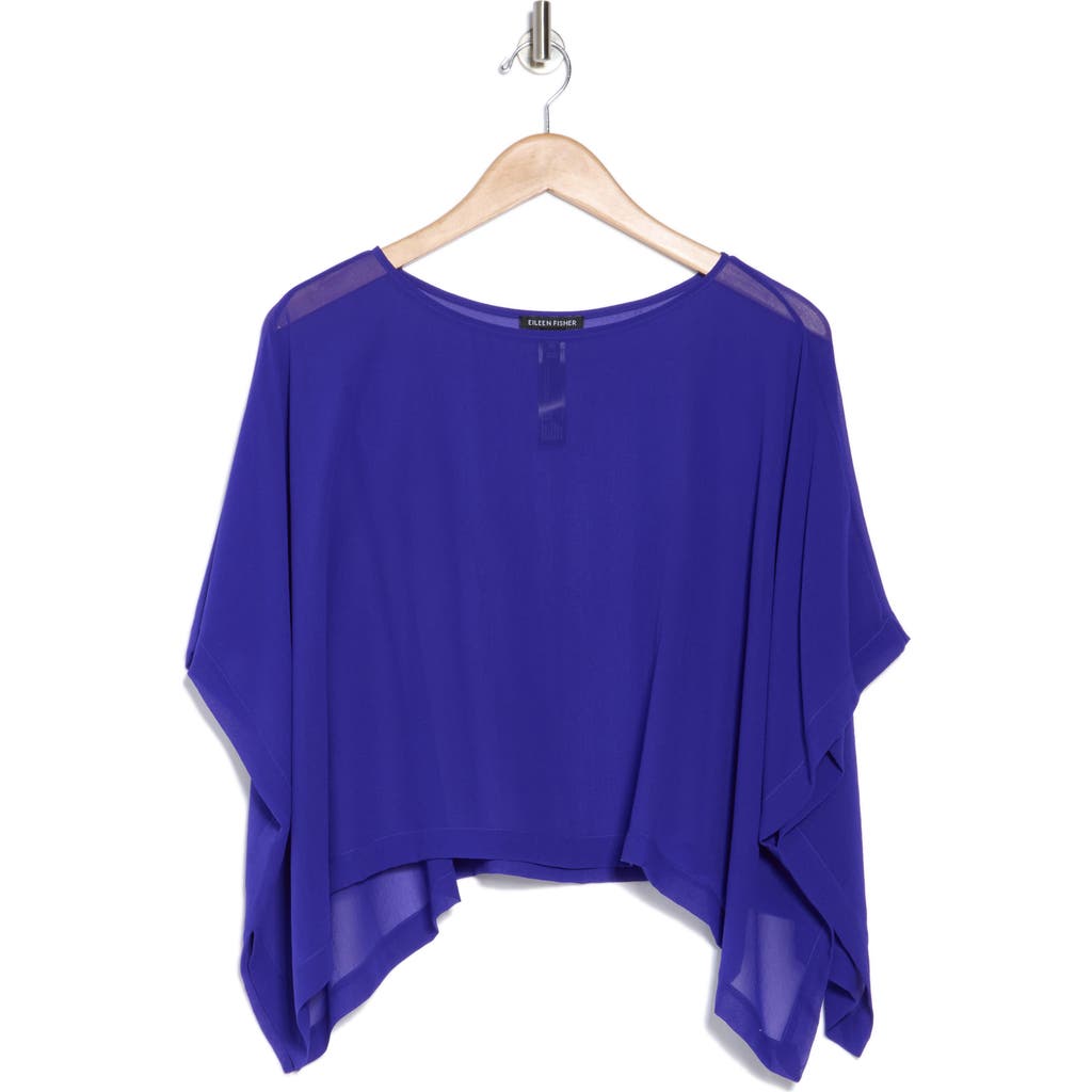 Eileen Fisher Bateau Neck Silk Crop Top In Blue Violet