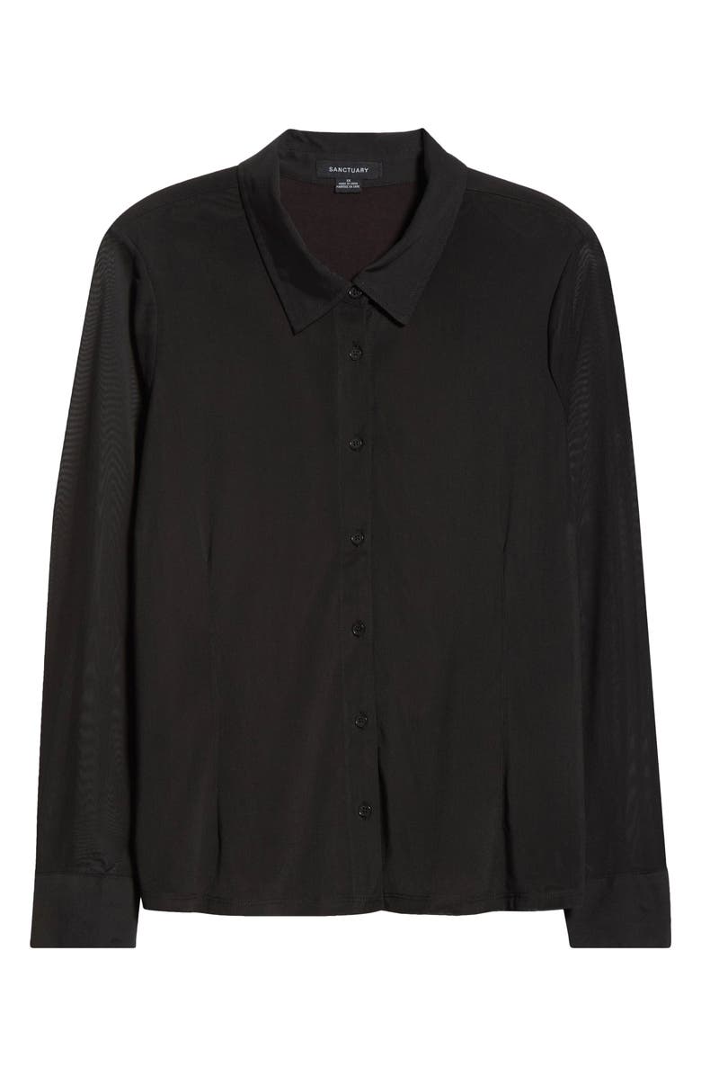 Sanctuary Mesh Button-Up Shirt, Alternate, color, Black