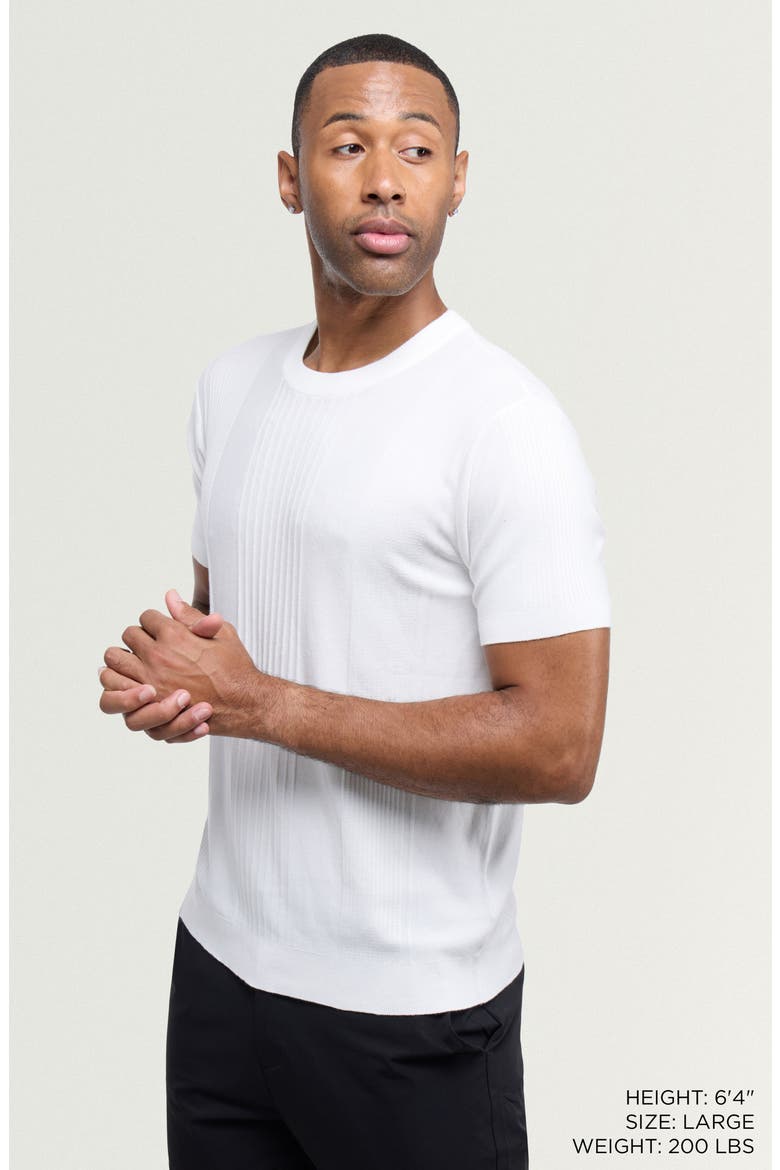 Stripe Short Sleeve Sweater, Alternate, color, OFF WHITE