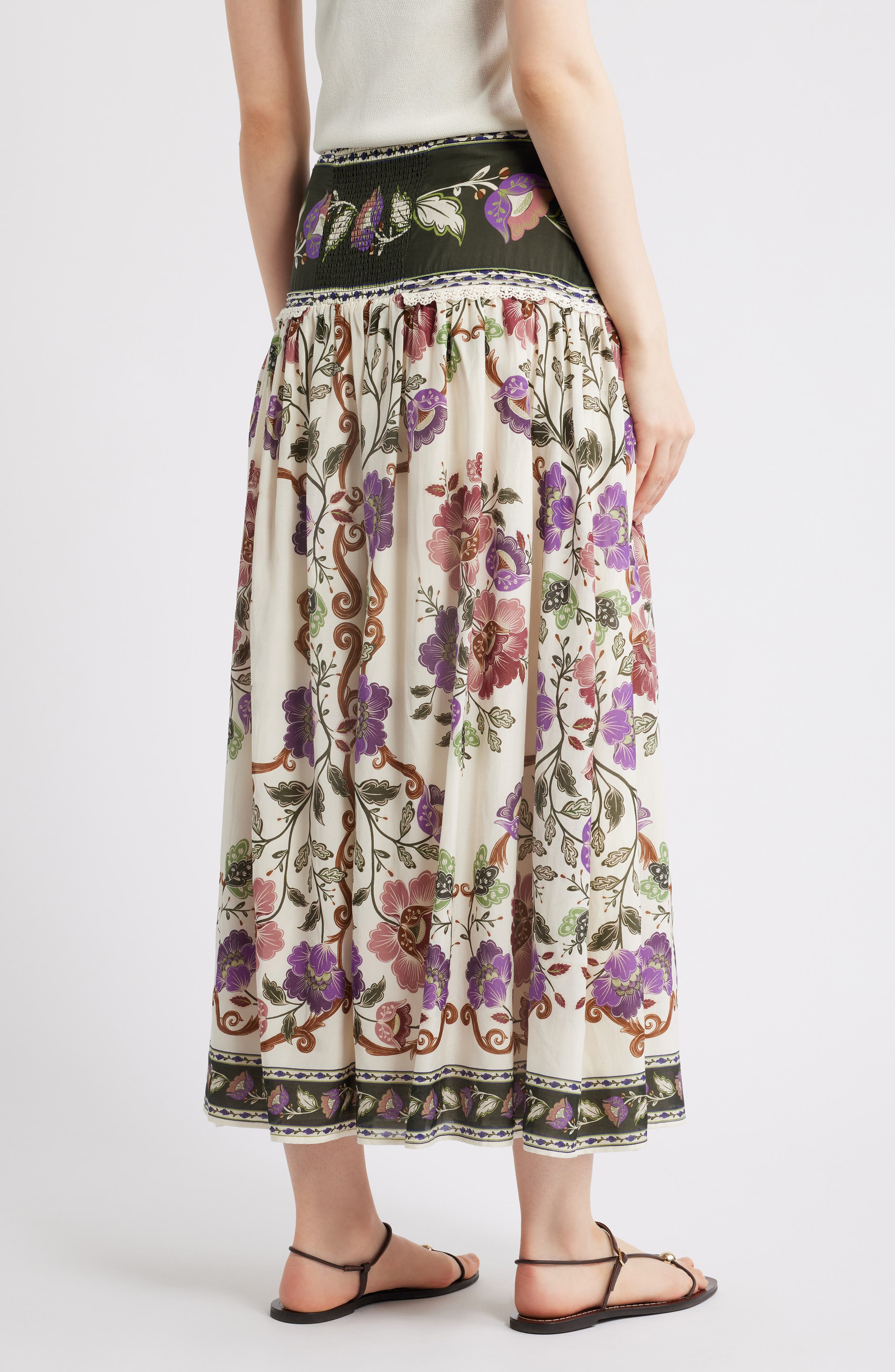 FARM Rio Rococo Floral Midi Skirt (Women) | Nordstromrack