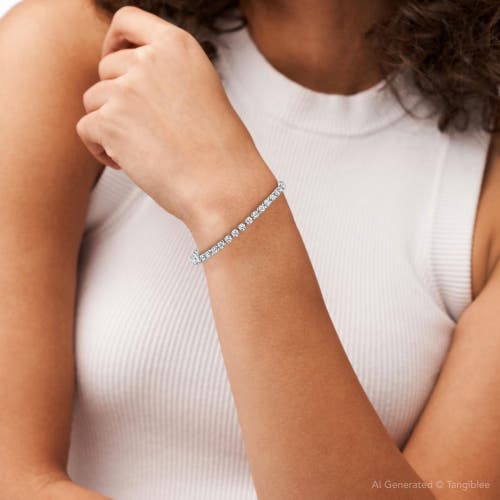 Bliss Diamond Platinum 6ct Diamond Tennis Bracelet 7" Lab Grown In Silver