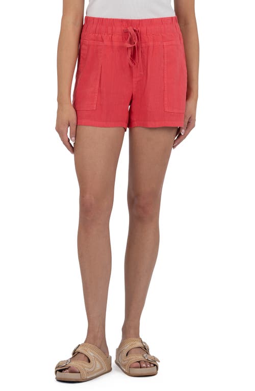 Kut From The Kloth Katana Drawstring Linen Blend Shorts In Watermelon