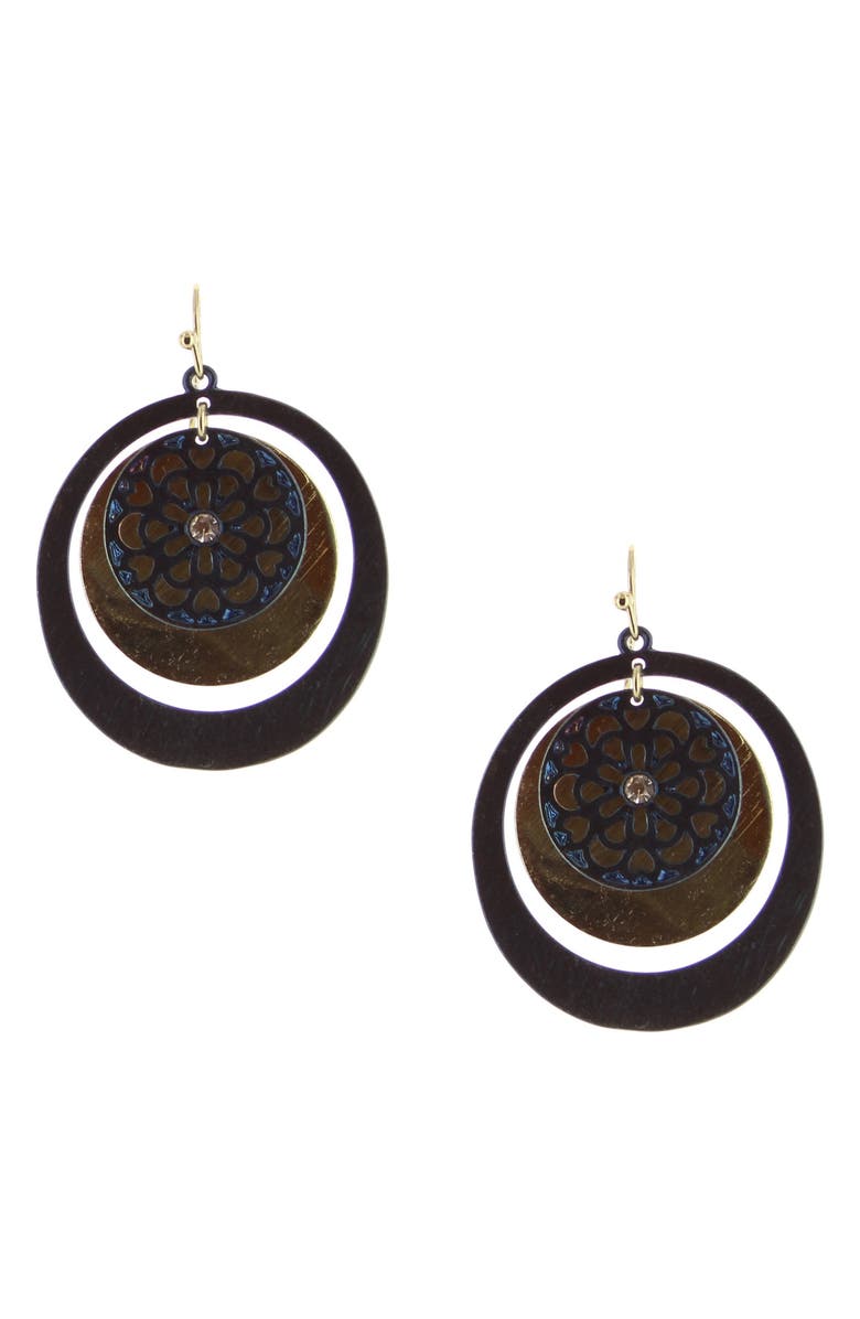 OLIVIA WELLES Disc Drop Earrings, Main, color, Gold-Blue