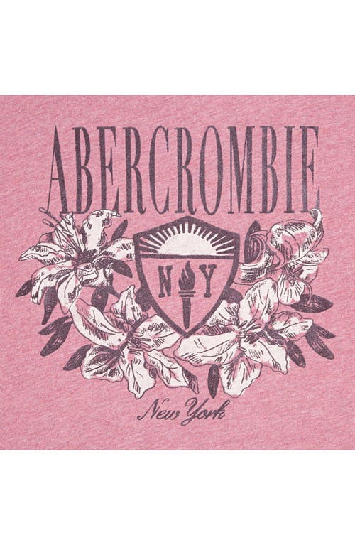 Abercrombie Kids Kids' Floral Crest Boxy Cotton Blend Graphic T-shirt In Pink