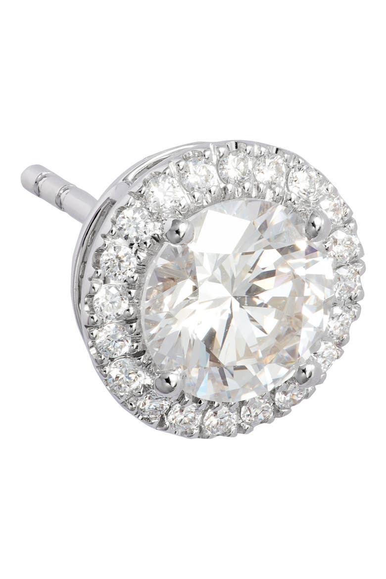 2-Carat Lab Grown Diamond Halo Stud Earrings, Alternate, color, WHITE/ 14K WHITE GOLD