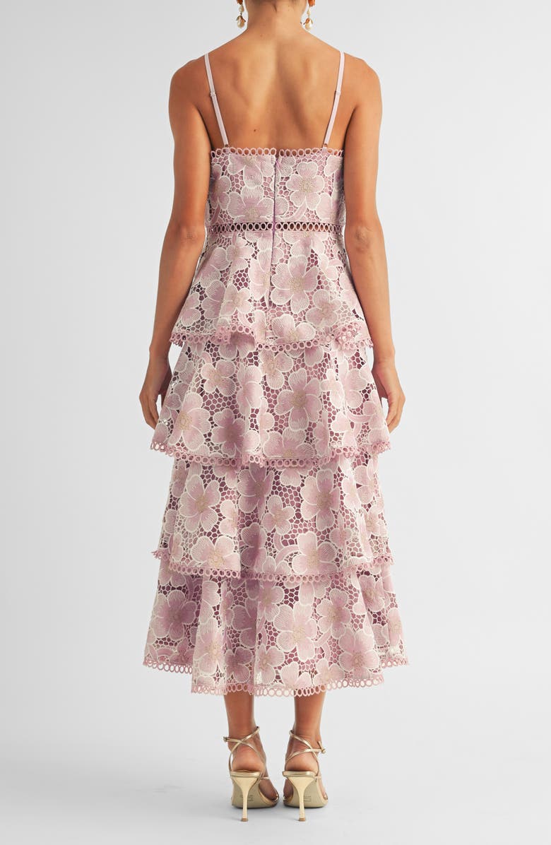 Arose Studio Eartha Eyelet Embroidery Midi Dress, Alternate, color, Lavender