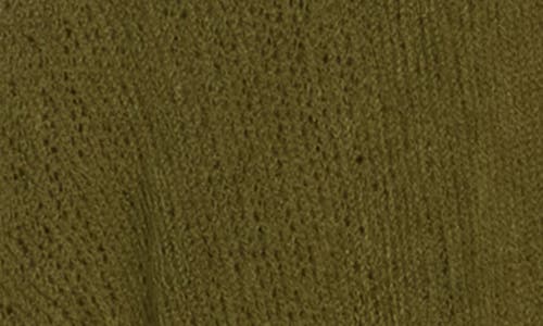 Nine West Raschel Fairisle Border Open Knit Topper In Green