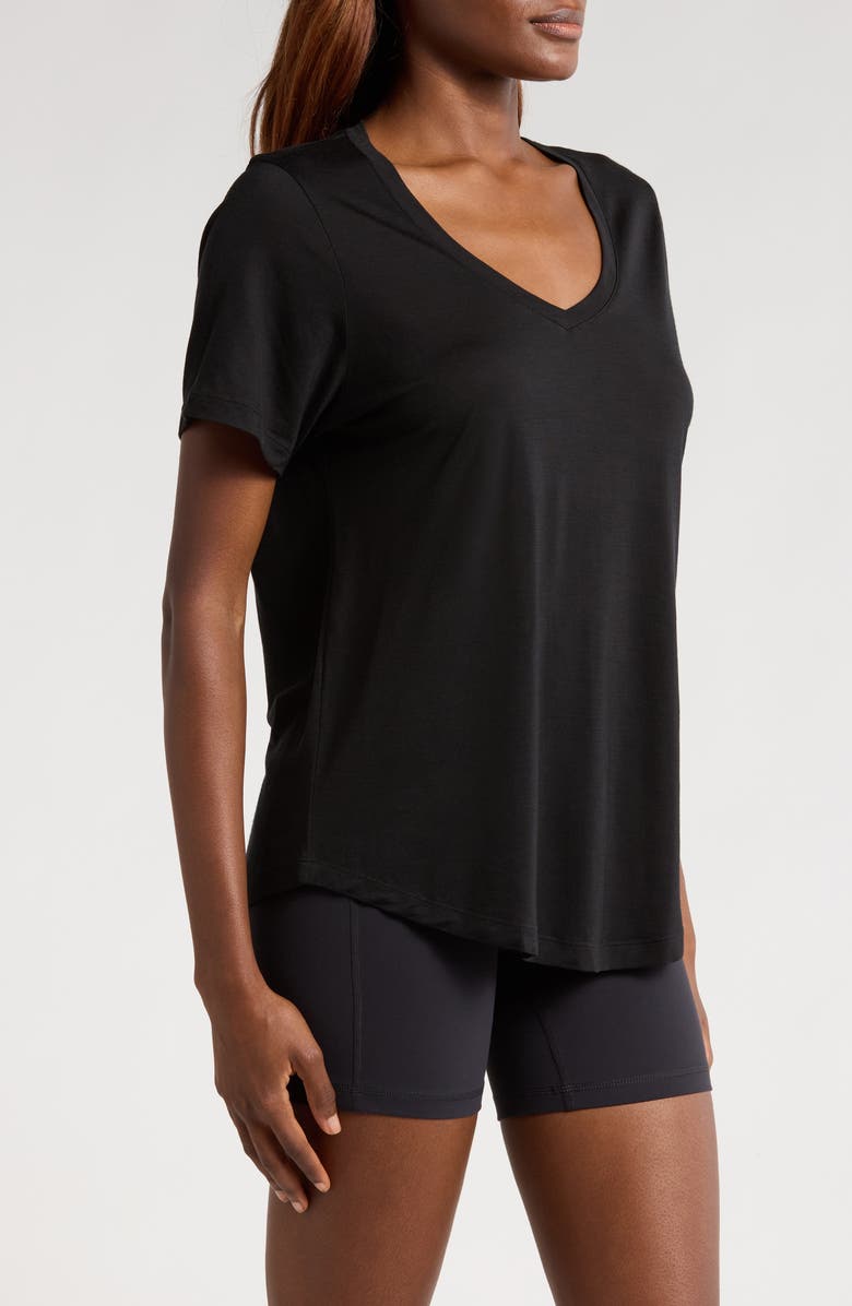 Smartwool Ultralite V-Neck Short Sleeve T-Shirt, Alternate, color, Black