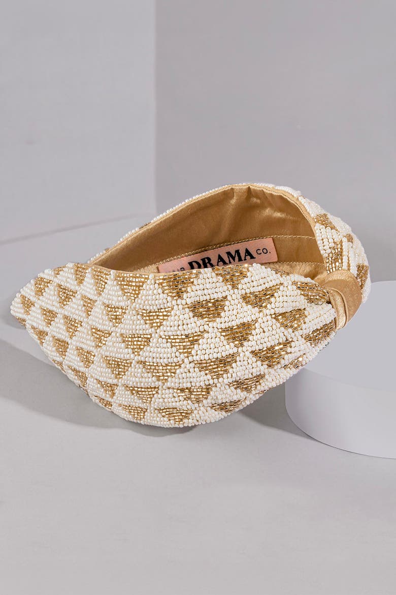 Selene Knotted Hair Band - White & Gold, Alternate, color, Ivory
