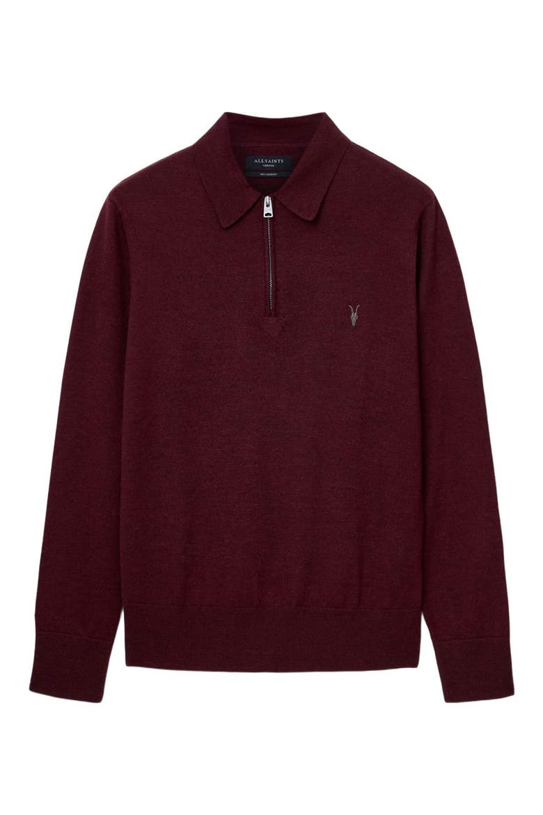 Albany Merino Wool Quarter Zip Polo, Alternate, color, BRONZED RED