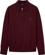AllSaints Albany Merino Wool Quarter Zip Polo