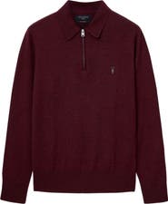 AllSaints Albany Merino Wool Quarter Zip Polo