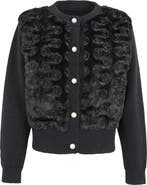 SAACHI Flower Faux Fur Velour Cardigan