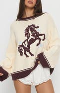 Princess Polly Rhianonn Horse Graphic Cotton Blend Sweater