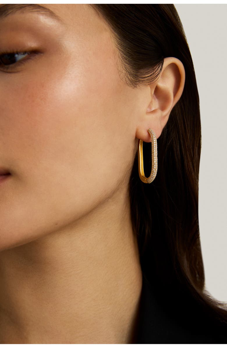 Dean Davidson Juliette Pavé Hinged Hoop Earrings, Alternate, color, White Topaz/ Gold