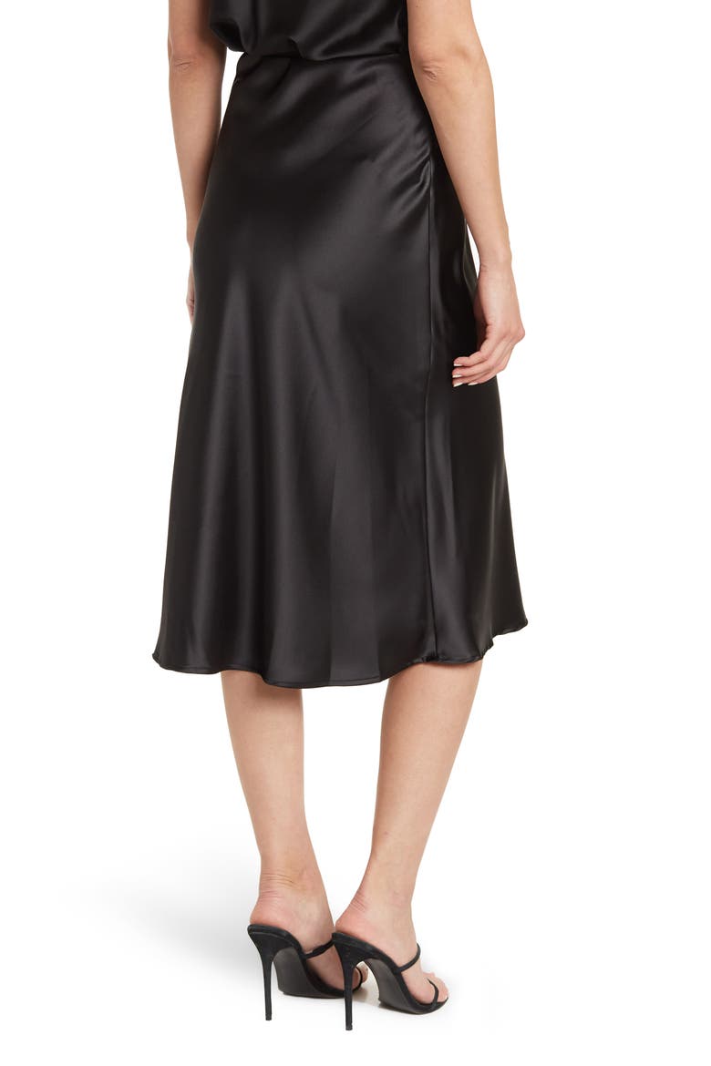 Satin Slit Midi Skirt, Alternate, color, BLACK