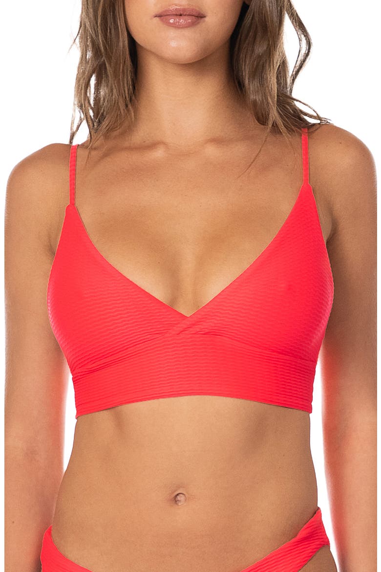 Sunset Punch Lace-Up Bikini Top, Main, color, BRIGHT RED