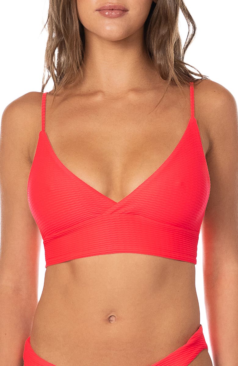 Maaji Sunset Punch Lace-Up Bikini Top, Main, color, Bright Red