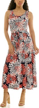 Nina Leonard Crewneck Sleeveless Midi Dress