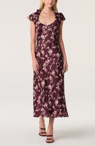 ASTR the Label Nico Floral Ruffle Cap Sleeve Midi Dress