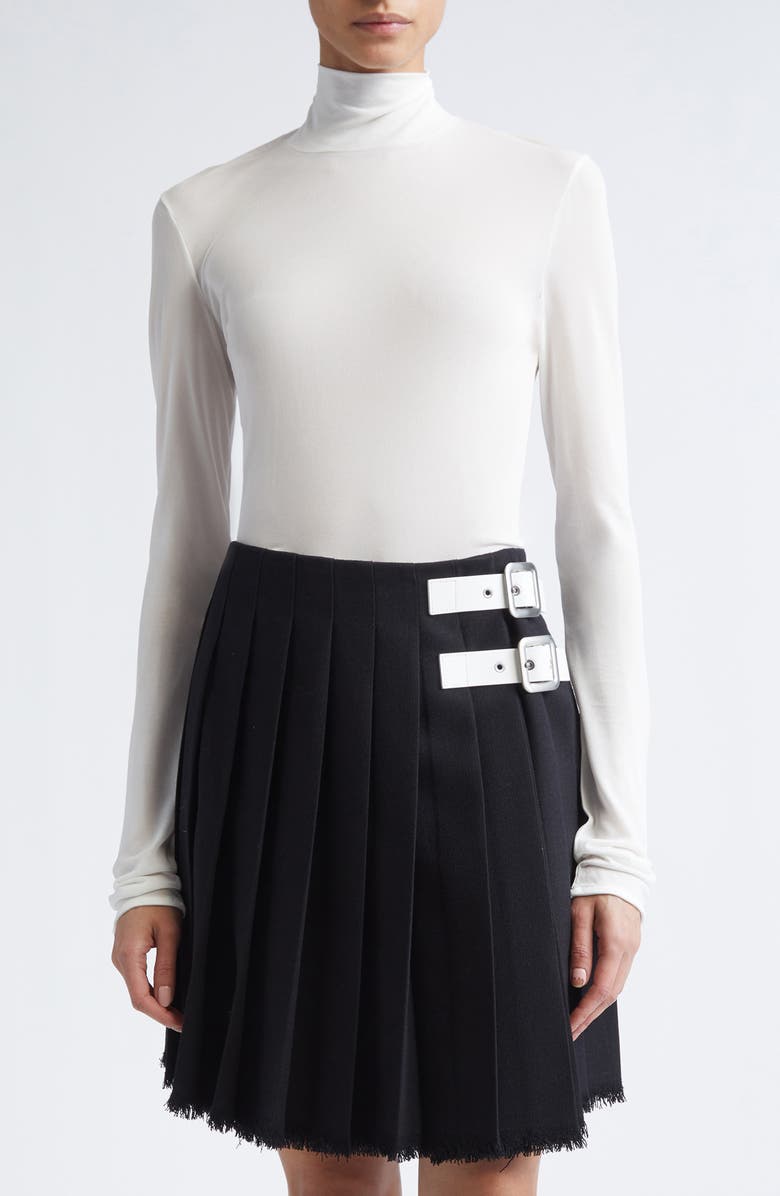 Jil Sander Semisheer Fitted Turtleneck Top, Main, color, Latte