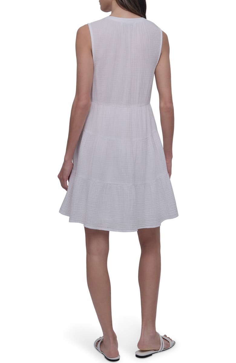 DKNY Jeans Double Crepe Cotton Gauze Dress, Alternate, color, White