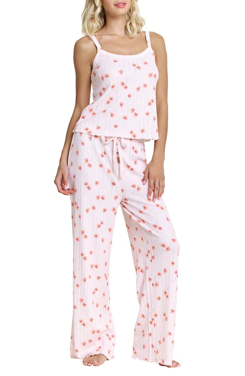 Honeydew Daylight Cami Pointelle Pajamas, Main, color, Poppies