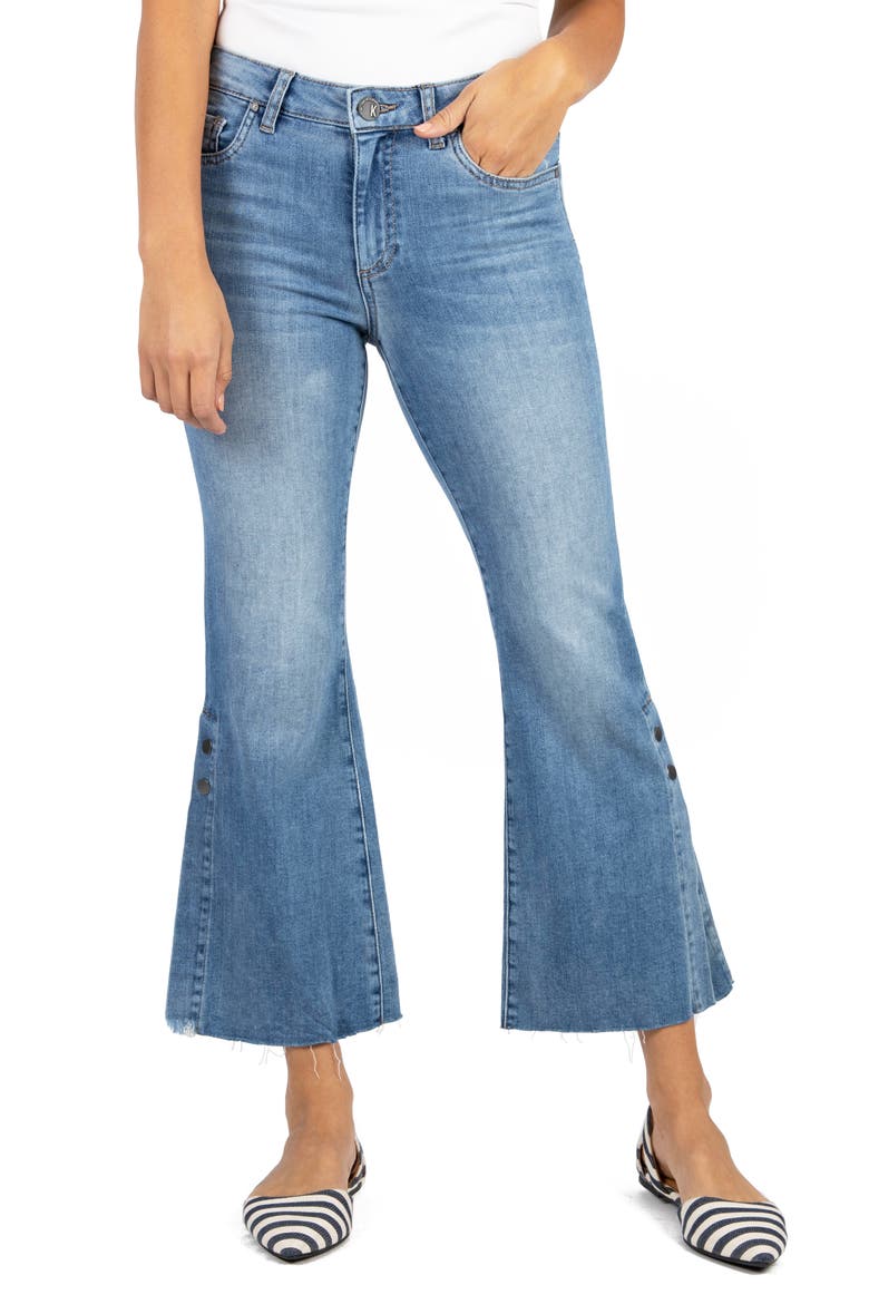 KUT from the Kloth Kelsey High Waist Slit Hem Ankle Kick Flare Jeans, Main, color, FLOWER