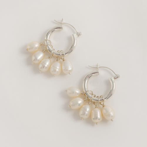 Freya Rose Silver Mini Hoops With Detachable Pearls In Silver