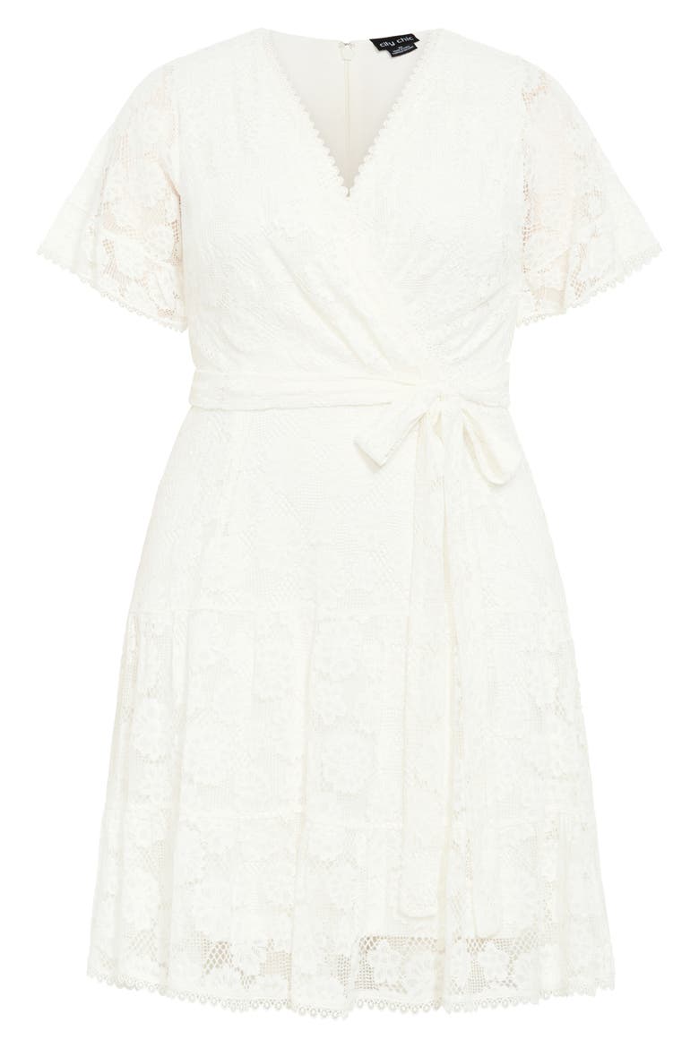 Garden Kisses Lace Faux Wrap Dress, Alternate, color, IVORY