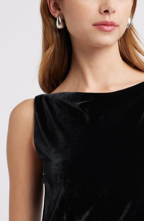 Open Edit Sleeveless Velour Minidress In Black