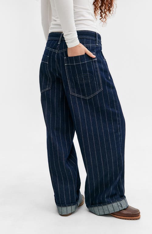 Bdg Urban Outfitters Jaya Baseball Stripe Low Rise Wide Leg Jeans In Blue