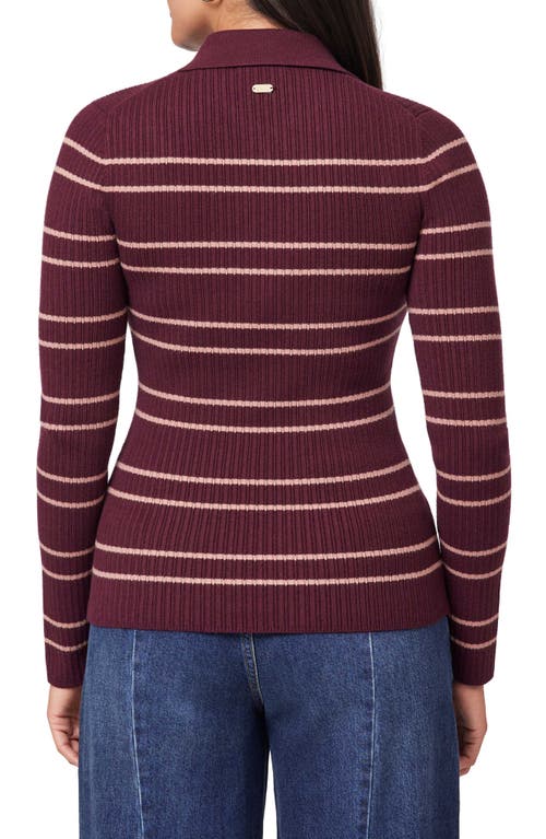Scotch & Soda Stripe Zip Polo Sweater In Red