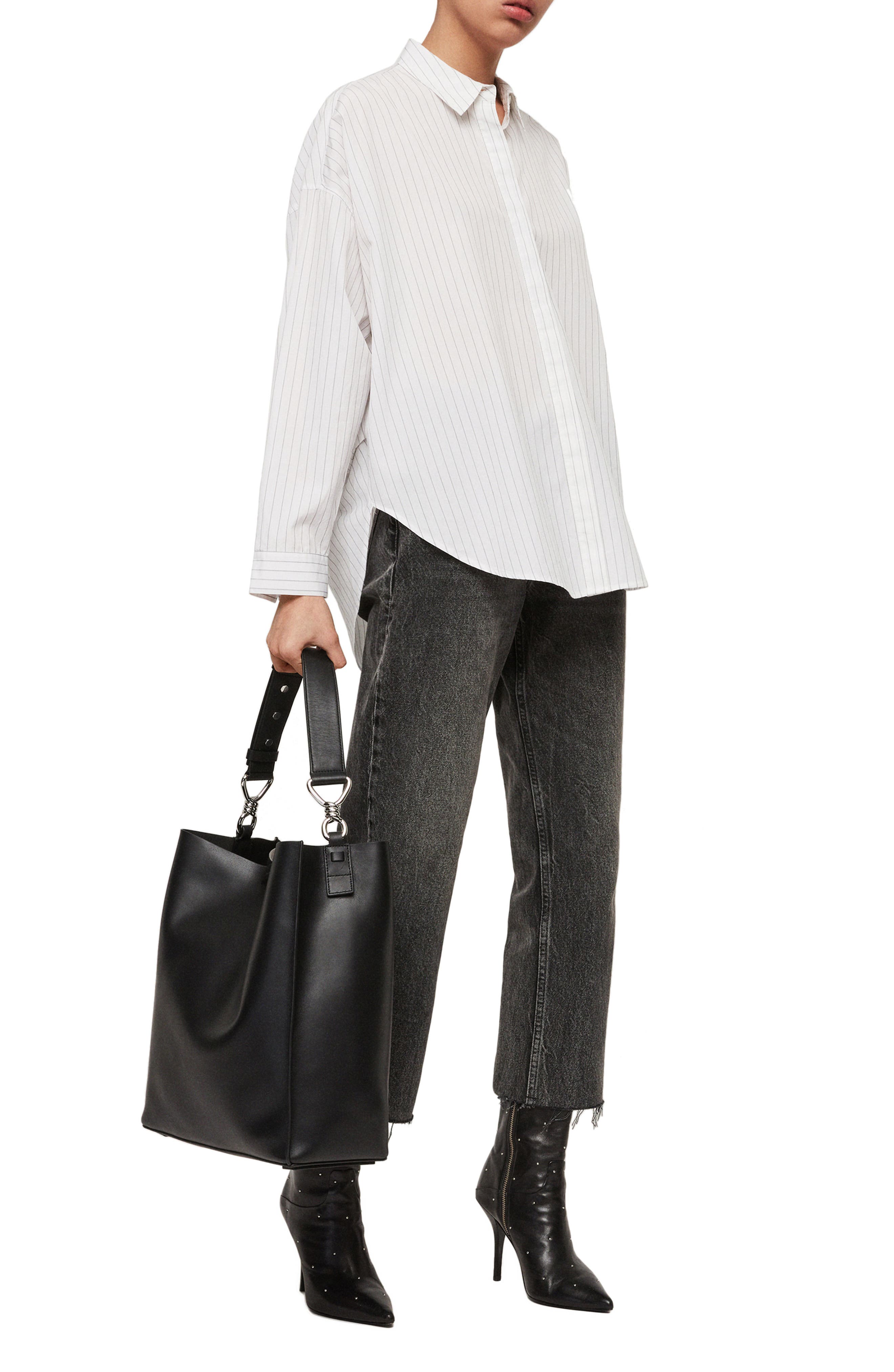 AllSaints Captain Leather Tote, Alternate, color, 