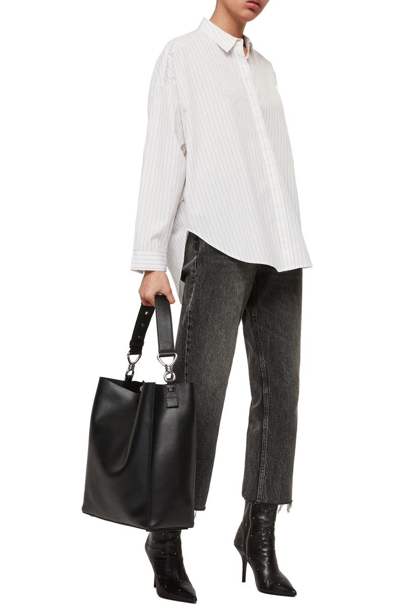 AllSaints Captain Leather Tote, Alternate, color,