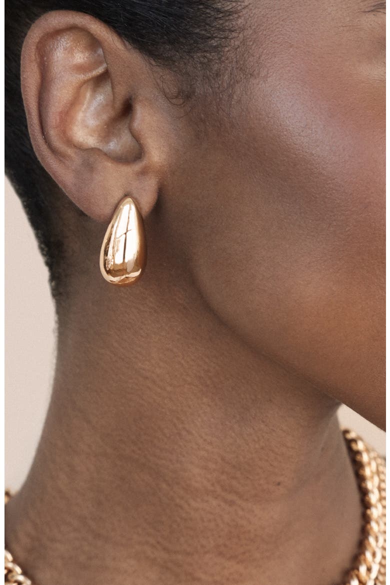 Teardrop Stud Earrings, Alternate, color, GOLD