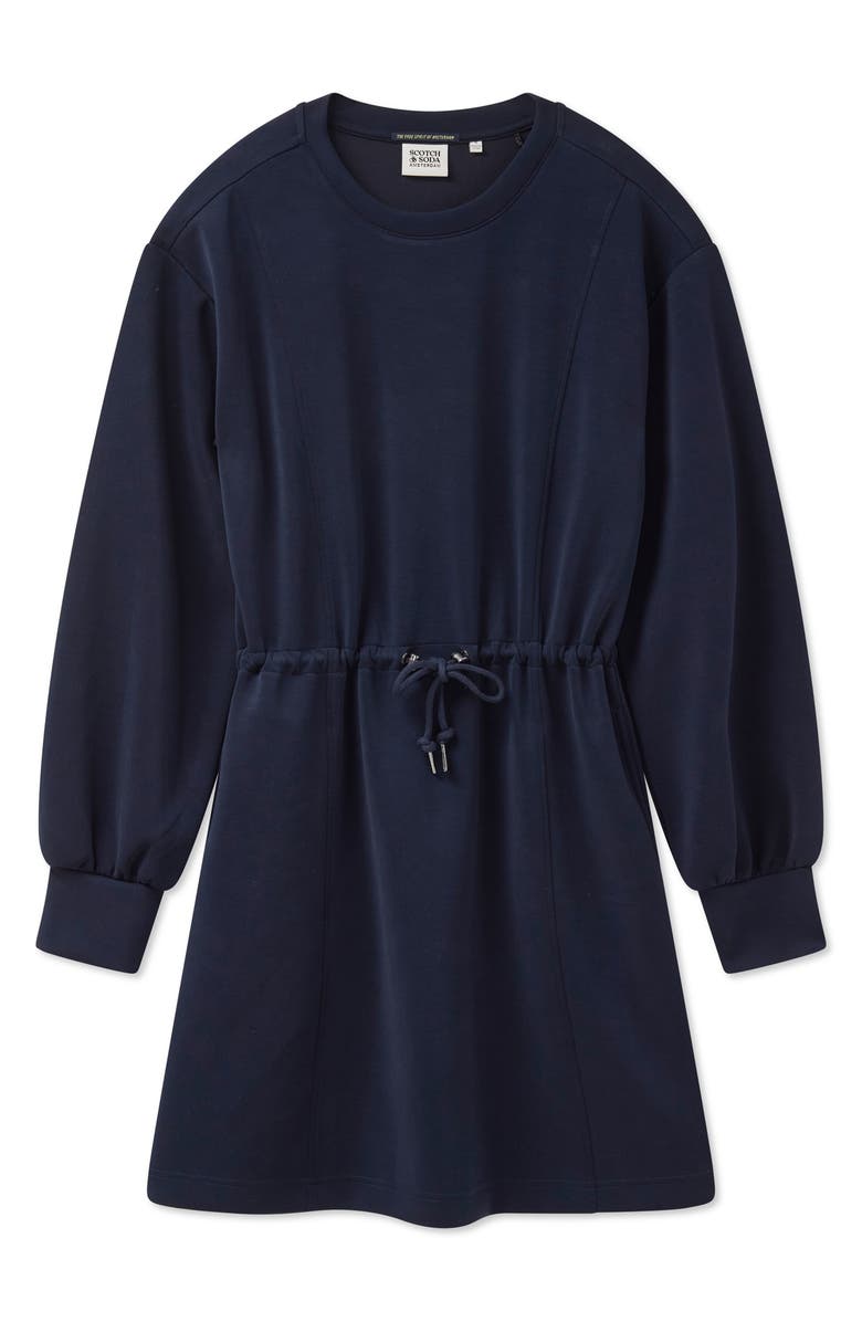 Scotch & Soda Long Sleeve Drawstring Waist Minidress, Alternate, color, Sky Captain